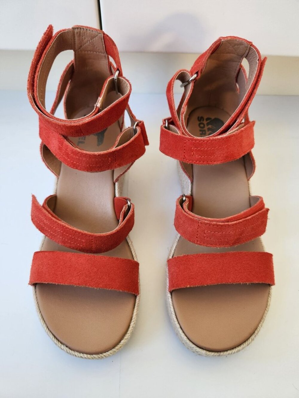 Sorel Cameron Red Wedge Espadrille Sandals Strappy Sexy Summer Glam Boho Party - Picture 9 of 9